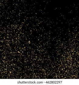 Gold glitter texture isolated on black. Celebratory background. Golden explosion of confetti. Vector illustration,eps 10.