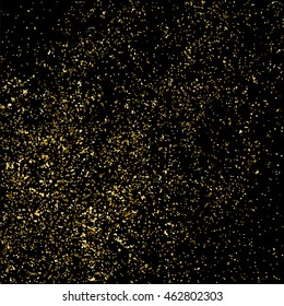 Gold glitter texture isolated on black. Celebratory background. Golden explosion of confetti. Vector illustration,eps 10.