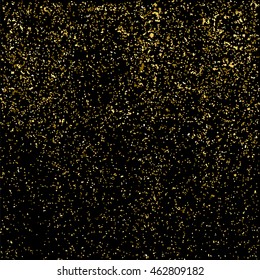 Gold glitter texture isolated on black. Celebratory background. Golden explosion of confetti. Vector illustration,eps 10.