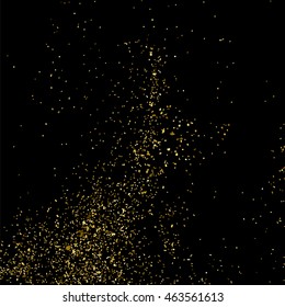 Gold glitter texture isolated on black. Celebratory background. Golden explosion of confetti. Vector illustration,eps 10.