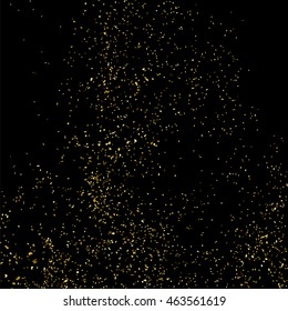 Gold glitter texture isolated on black. Celebratory background. Golden explosion of confetti. Vector illustration,eps 10.