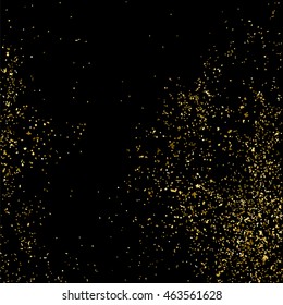 Gold glitter texture isolated on black. Celebratory background. Golden explosion of confetti. Vector illustration,eps 10.