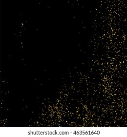 Gold glitter texture isolated on black. Celebratory background. Golden explosion of confetti. Vector illustration,eps 10.