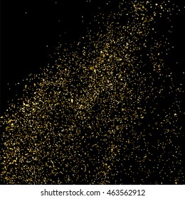 Gold glitter texture isolated on black. Celebratory background. Golden explosion of confetti. Vector illustration,eps 10.