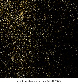 Gold glitter texture isolated on black. Celebratory background. Golden explosion of confetti. Vector illustration,eps 10.
