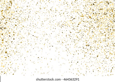 Gold glitter texture isolated on white. Golden color of winners. Aureate abstract particles on ofay substrate. Explosion of confetti shine. Celebratory background. Vector illustration,eps 10.
