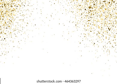 Gold glitter texture isolated on white. Golden color of winners. Aureate abstract particles on ofay substrate. Explosion of confetti shine. Celebratory background. Vector illustration,eps 10.