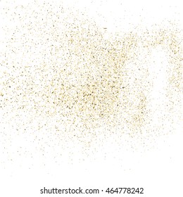 Gold glitter texture isolated on white. Golden color of winners. Gilt abstract particles on ofay substrate. Explosion of confetti shine. Celebratory background. Vector illustration,eps 10.