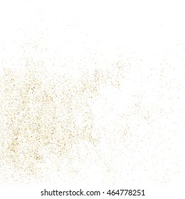 Gold glitter texture isolated on white. Golden color of winners. Gilt abstract particles on ofay substrate. Explosion of confetti shine. Celebratory background. Vector illustration,eps 10.