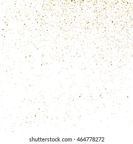 Gold glitter texture isolated on white. Golden color of winners. Gilt abstract particles on ofay substrate. Explosion of confetti shine. Celebratory background. Vector illustration,eps 10.