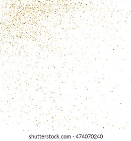 Gold glitter texture isolated on white. Golden color of winners. Gilded abstract particles. Explosion of confetti shine. Celebratory background. Vector illustration,eps 10.