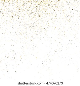 Gold glitter texture isolated on white. Golden color of winners. Gilded abstract particles. Explosion of confetti shine. Celebratory background. Vector illustration,eps 10.