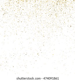 Gold glitter texture isolated on white. Golden color of winners. Gilded abstract particles. Explosion of confetti shine. Celebratory background. Vector illustration,eps 10.