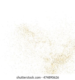 Gold glitter texture isolated on white. Golden color of winners. Gilded abstract particles. Explosion of confetti shine. Celebratory background. Vector illustration,eps 10.