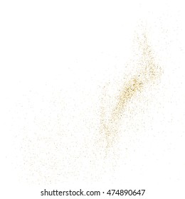 Textura de brillo dorado aislada en blanco. Color dorado de los ganadores. Partículas abstractas doradas. Explosión de luz de confeti. Antecedentes de celebración. Ilustración vectorial, paso 10.
