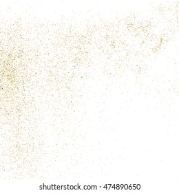 Gold glitter texture isolated on white. Golden color of winners. Gilded abstract particles. Explosion of confetti shine. Celebratory background. Vector illustration,eps 10.