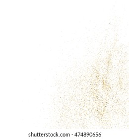 Gold glitter texture isolated on white. Golden color of winners. Gilded abstract particles. Explosion of confetti shine. Celebratory background. Vector illustration,eps 10.