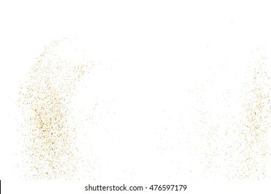 Gold glitter texture isolated on white. Golden color of winners. Gilded abstract particles. Explosion of confetti shine. Celebratory background. Vector illustration,eps 10.