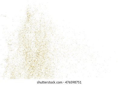 Gold glitter texture isolated on white. Golden color of winners. Gilded abstract particles. Explosion of confetti shine. Celebratory background. Vector illustration,eps 10.