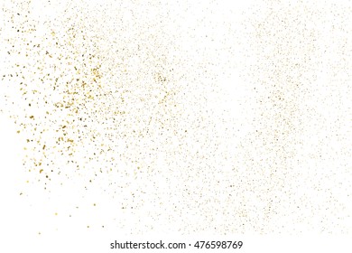 Gold glitter texture isolated on white. Golden color of winners. Gilded abstract particles. Explosion of confetti shine. Celebratory background. Vector illustration,eps 10.