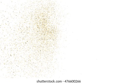 Gold glitter texture isolated on white. Golden color of winners. Gilded abstract particles. Explosion of confetti shine. Celebratory background. Vector illustration,eps 10.