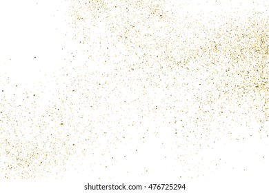 Gold glitter texture isolated on white. Golden color of winners. Gilded abstract particles. Explosion of confetti shine. Celebratory background. Vector illustration,eps 10.