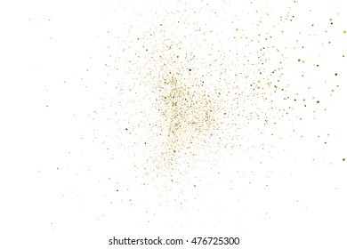 Gold glitter texture isolated on white. Golden color of winners. Gilded abstract particles. Explosion of confetti shine. Celebratory background. Vector illustration,eps 10.
