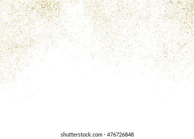 Gold glitter texture isolated on white. Golden color of winners. Gilded abstract particles. Explosion of confetti shine. Celebratory background. Vector illustration,eps 10.
