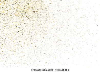 Gold glitter texture isolated on white. Golden color of winners. Gilded abstract particles. Explosion of confetti shine. Celebratory background. Vector illustration,eps 10.