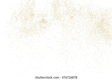 Gold glitter texture isolated on white. Golden color of winners. Gilded abstract particles. Explosion of confetti shine. Celebratory background. Vector illustration,eps 10.