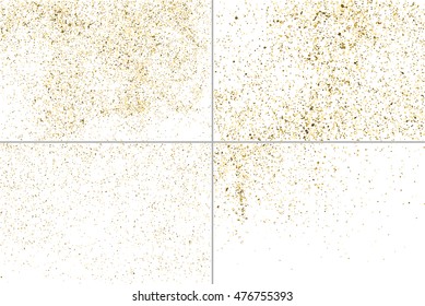 Gold glitter texture isolated on white. Golden color of winners. Gilded abstract particles. Explosion of confetti shine. Set design element. Celebratory background. Vector illustration,eps 10.