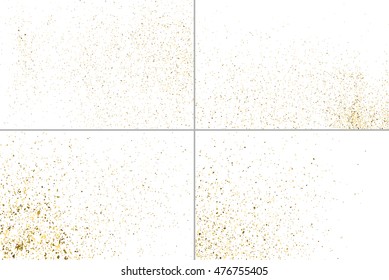 Gold glitter texture isolated on white. Golden color of winners. Gilded abstract particles. Explosion of confetti shine. Set design element. Celebratory background. Vector illustration,eps 10.