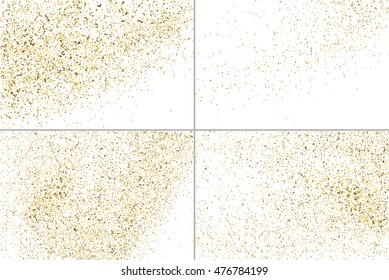 Gold glitter texture isolated on white. Golden color of winners. Gilded abstract particles. Explosion of confetti shine. Set design element. Celebratory background. Vector illustration,eps 10.