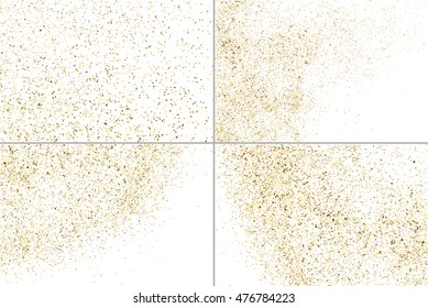 Gold glitter texture isolated on white. Golden color of winners. Gilded abstract particles. Explosion of confetti shine. Set design element. Celebratory background. Vector illustration,eps 10.