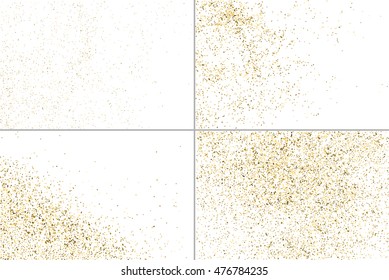Gold glitter texture isolated on white. Golden color of winners. Gilded abstract particles. Explosion of confetti shine. Set design element. Celebratory background. Vector illustration,eps 10.