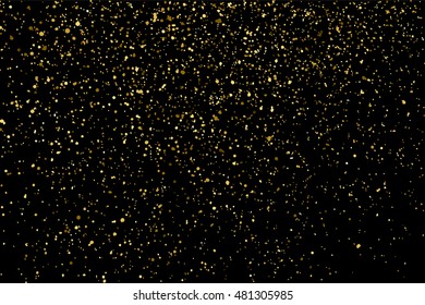 Gold glitter texture isolated on black. Golden color of winners. Gilded abstract particles. Explosion of confetti shine. Celebratory background. Vector illustration,eps 10.