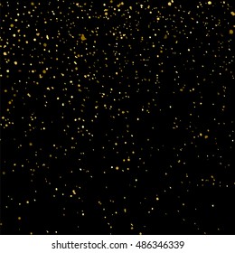Gold glitter texture isolated on black. Golden color of winners. Gilded abstract particles. Explosion of confetti shine. Celebratory background. Vector illustration,eps 10.