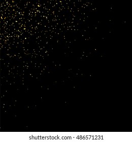 Gold glitter texture isolated on black. Golden color of winners. Gilded abstract particles. Explosion of confetti shine. Celebratory background. Vector illustration,eps 10.