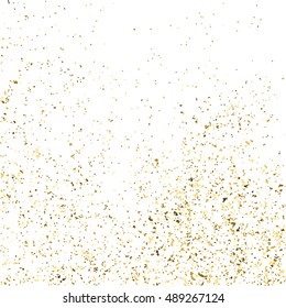 Gold glitter texture isolated on white. Golden color of winners. Gilded abstract particles. Explosion of confetti shine. Celebratory background. Vector illustration,eps 10.