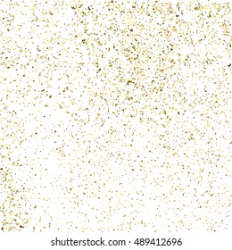 Gold glitter texture isolated on white. Golden color of winners. Gilded abstract particles. Explosion of confetti shine. Celebratory background. Vector illustration,eps 10.