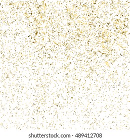 Gold glitter texture isolated on white. Golden color of winners. Gilded abstract particles. Explosion of confetti shine. Celebratory background. Vector illustration,eps 10.
