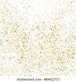 Gold glitter texture isolated on white. Golden color of winners. Gilded abstract particles. Explosion of confetti shine. Celebratory background. Vector illustration,eps 10.