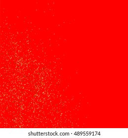 Gold glitter texture isolated on red background. Gift wrap. Holiday card. Golden explosion of confetti. Vector illustration,eps 10.