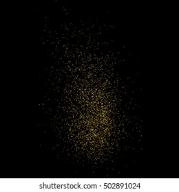 Gold glitter texture isolated on black. Golden color of winners. Gilded abstract particles. Explosion of confetti shine. Celebratory background. Vector illustration,eps 10.