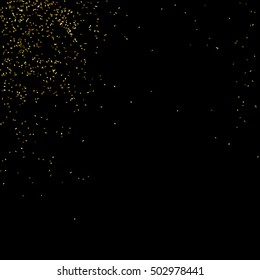 Gold glitter texture isolated on black. Golden color of winners. Gilded abstract particles. Explosion of confetti shine. Celebratory background. Vector illustration,eps 10.