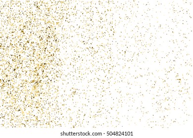 Gold glitter texture isolated on white. Golden color of winners. Gilded abstract particles. Explosion of confetti shine. Celebratory background. Vector illustration,eps 10.
