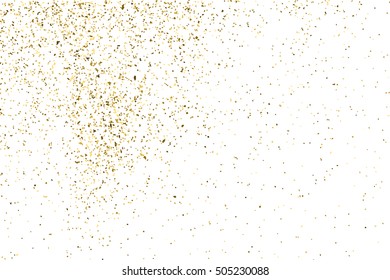 Gold glitter texture isolated on white. Golden color of winners. Gilded abstract particles. Explosion of confetti shine. Celebratory background. Vector illustration,eps 10.