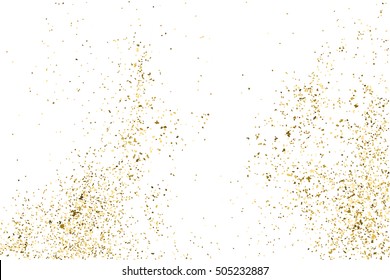 Gold glitter texture isolated on white. Golden color of winners. Gilded abstract particles. Explosion of confetti shine. Celebratory background. Vector illustration,eps 10.