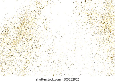 Gold glitter texture isolated on white. Golden color of winners. Gilded abstract particles. Explosion of confetti shine. Celebratory background. Vector illustration,eps 10.