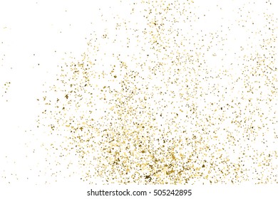 Gold glitter texture isolated on white. Golden color of winners. Gilded abstract particles. Explosion of confetti shine. Celebratory background. Vector illustration,eps 10.